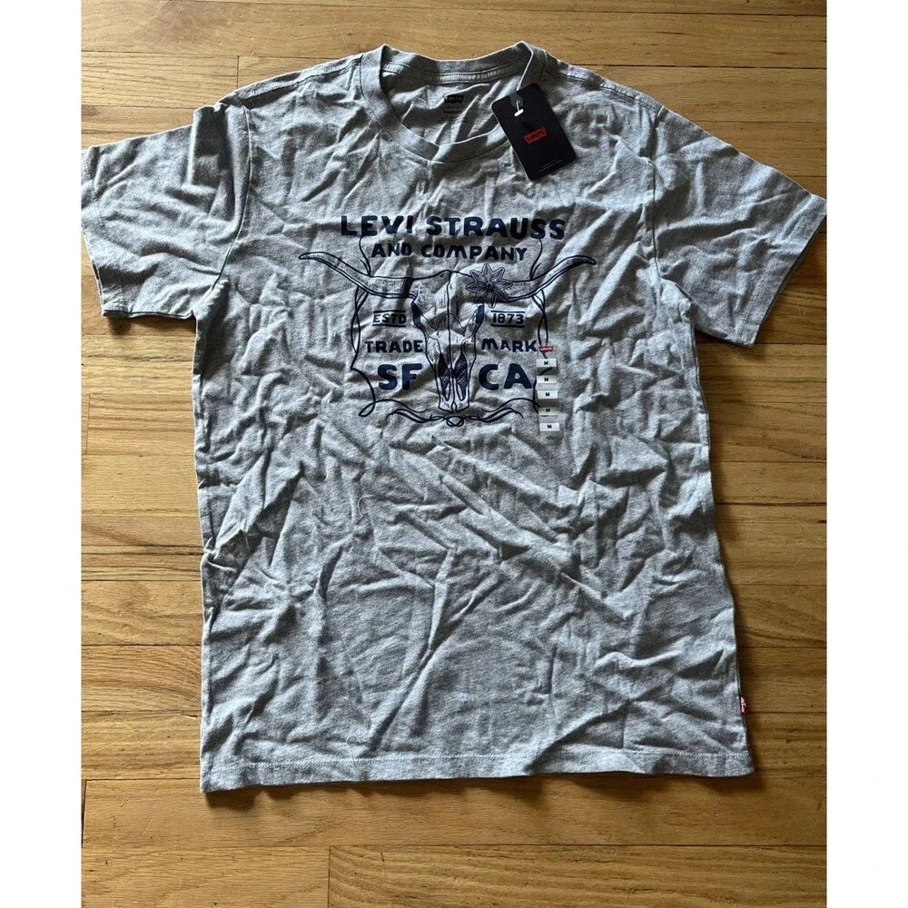 NWT Levi’s Mens Graphic T-Shirt Top M Blue Cotton Bull Horn